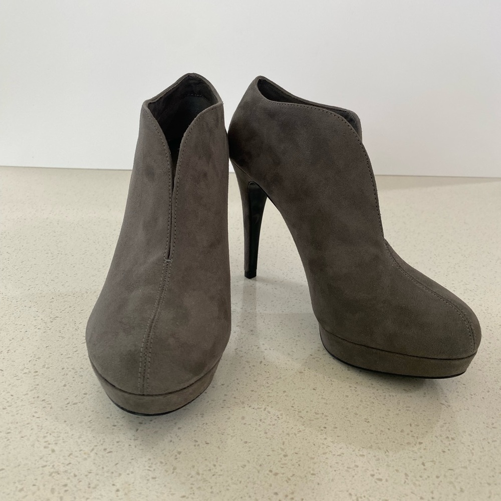 Audrey Brooke Perry Faux Suede Gray Booties